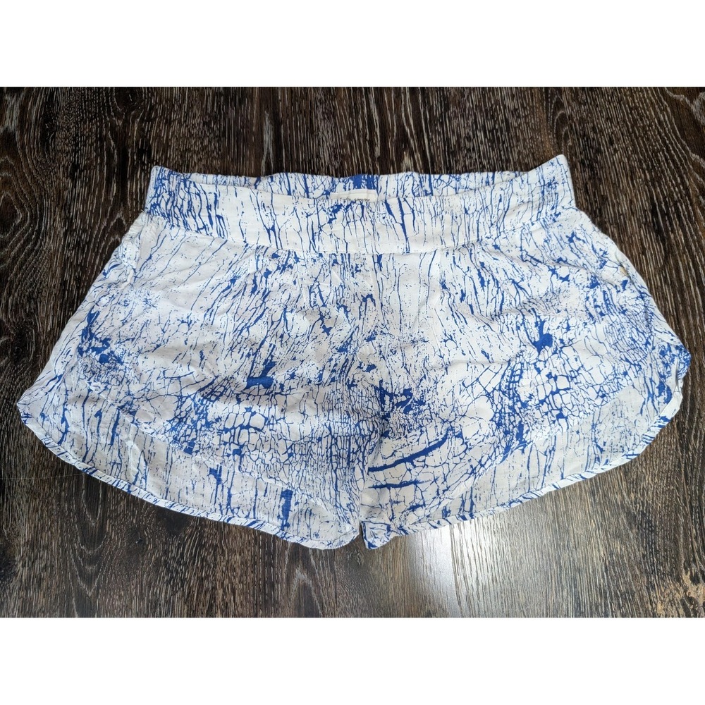 Betro Simone Shorts Womens Medium White Blue Splatter Print Pull On Rayon Casual